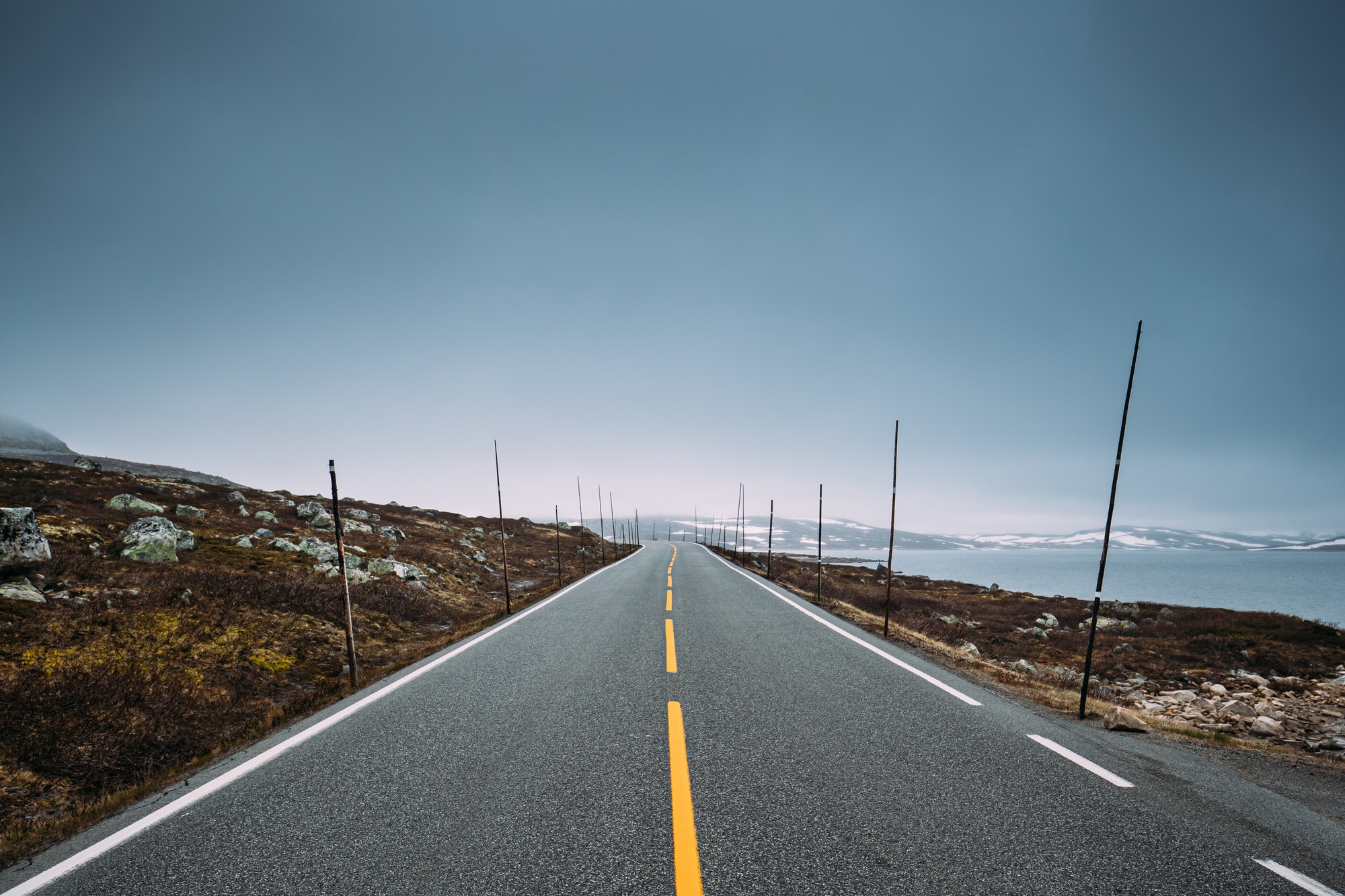 Hardangervidda Scenic Route Road In Norwegian Countryside Landsc